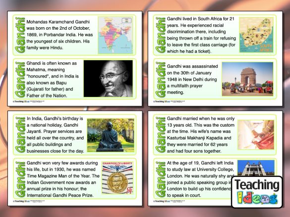 Gandhi Fact Cards