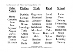Tudor Alphabetical Order Challenge