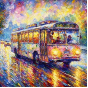 A bus in the style of Claude Monet