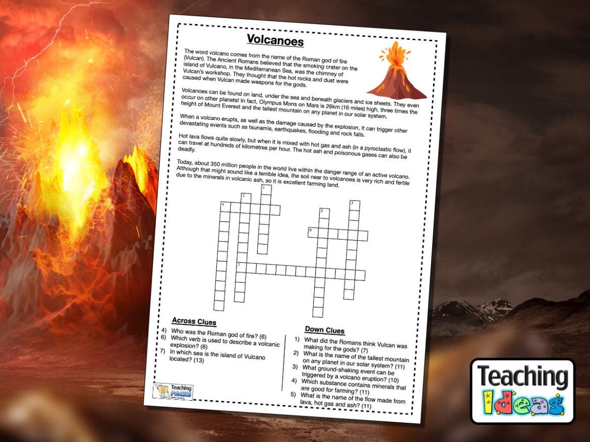 Volcanoes Comprehension Crossword