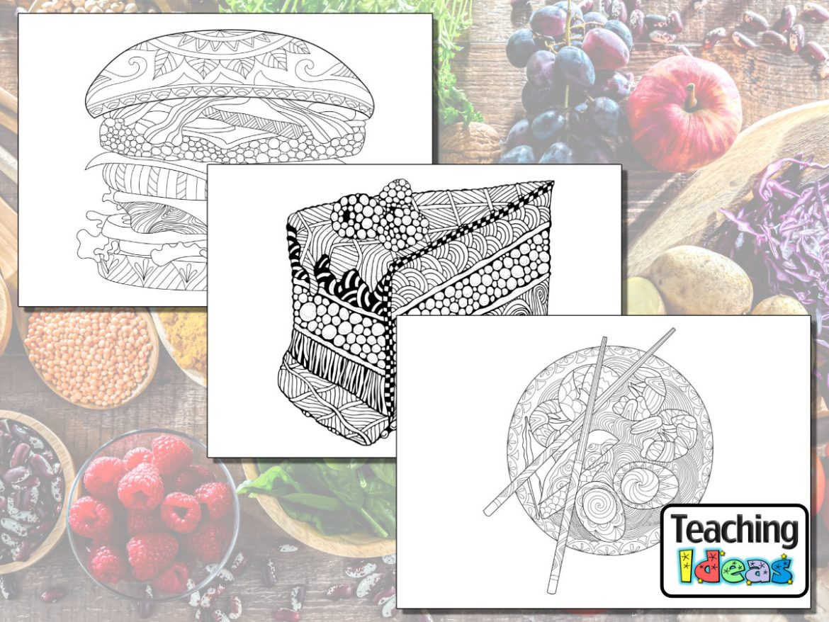 Resource-FoodandDrinkColouring Food and Drink Colouring Pages