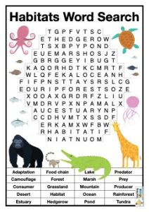 Habitats Word Search