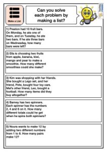 Problem Solving (Make a List) Challenges